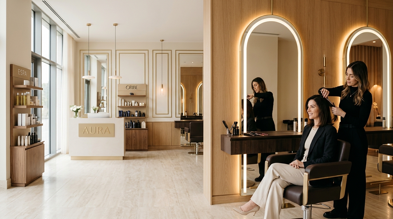 Luna Unisex Salon Luxury Interior in Kowdiar